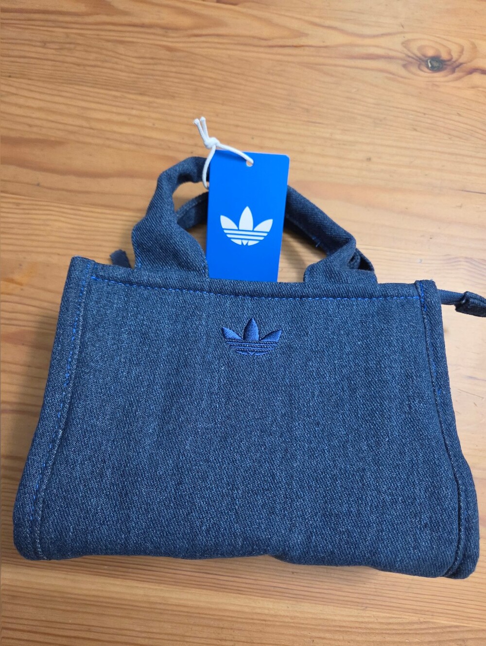 adidas Originals Navy Denim Mini Tote with Trefoil Tag - Picture 8 of 11
